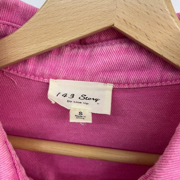 143 Story Pink Silver Sequins Rock & Roll Button Up Shirt Shacket Small Festival - Picture 3 of 4